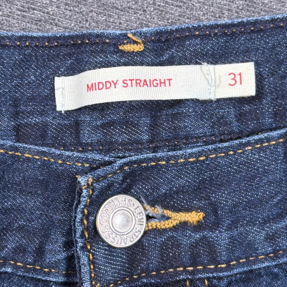Levi's Middy Straight Jeans Women 31 Blue Mid Rise Denim Pants 100% Cotton Mom - Picture 2 of 9